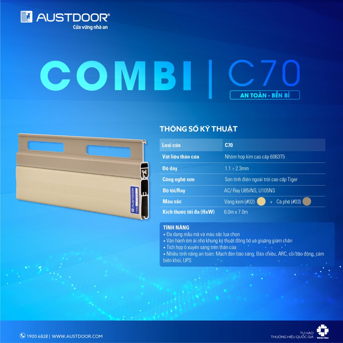 thông số kỹ thuật austdoor C70