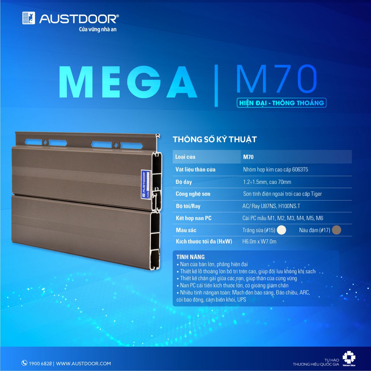 thông số kỹ thuật austdoor M70