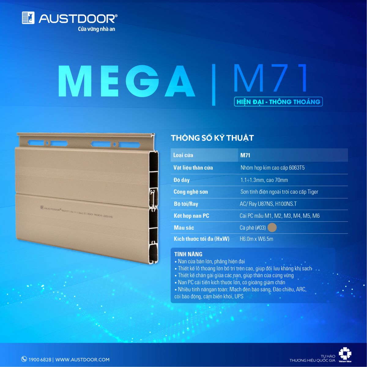 thông số kỹ thuật austdoor M71