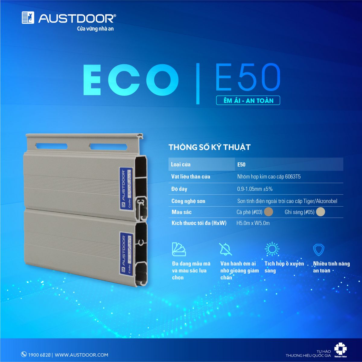 thông số kỹ thuật austdoor E50