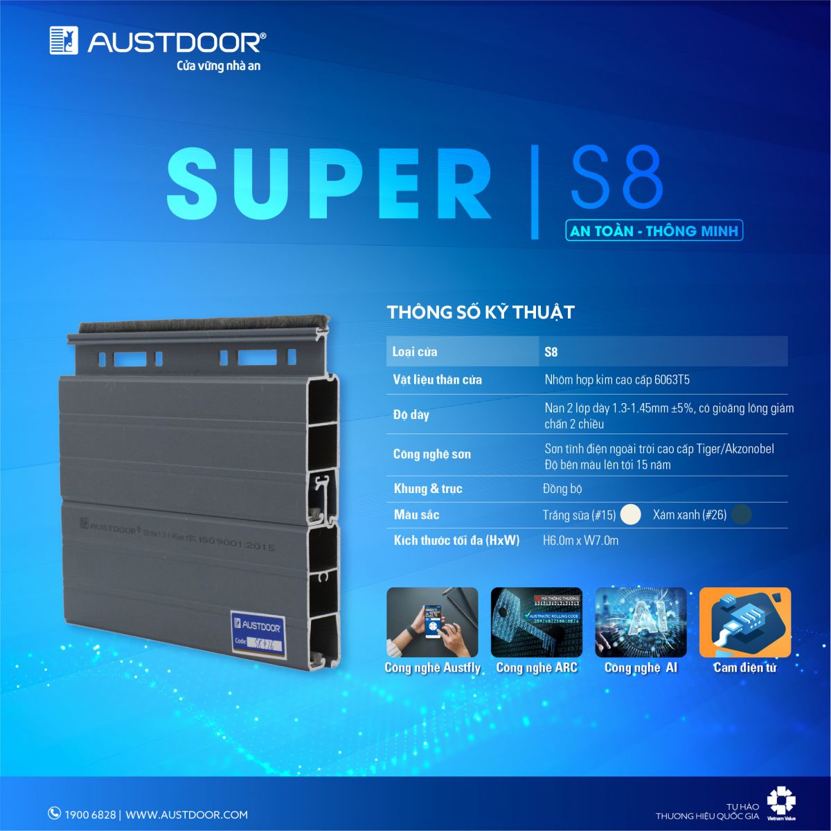thông số kỹ thuật austdoor s8