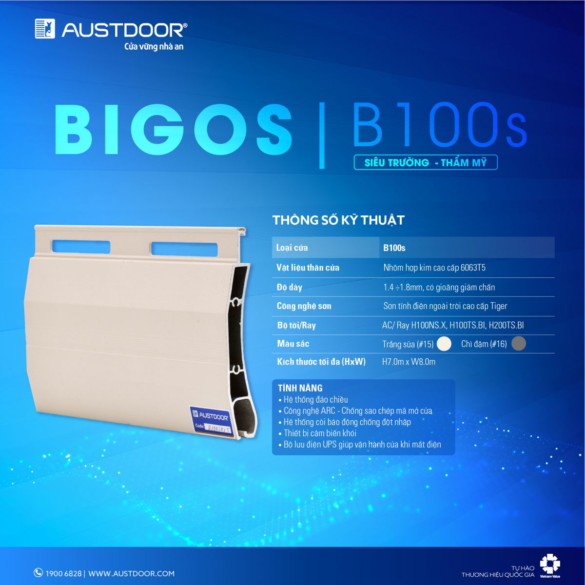 thông số kỹ thuật austdoor B100s
