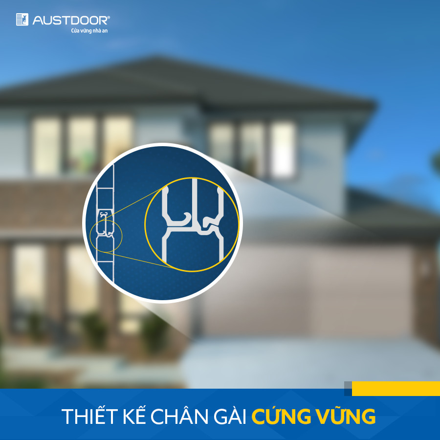 Thiết kế chân gài cứng vững, chắc chắn, đảm bảo các nan cửa vận hành bền bỉ, an toàn