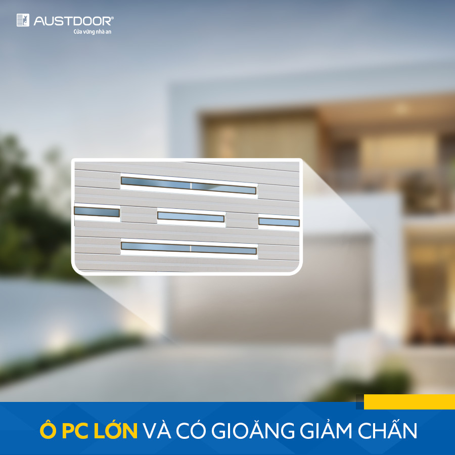 Thiết kế ô thoáng PC kích thước lớn giúp đối lưu không khí, kết hợp gioăng giảm chấn giúp cửa vận hành êm ái